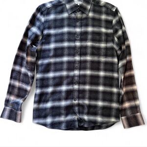 Reiss Men's Black and Gray Plaid Shirt
